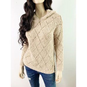 Popcorn Diamond Knit Hooded Sweater